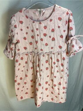 CYZY Strawberry Print Babydoll Dress Cottagecore Aesthetic